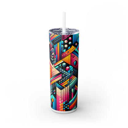 Neon Geometry - The Alien Maars® Skinny Tumbler with Straw 20oz Digital Art Style