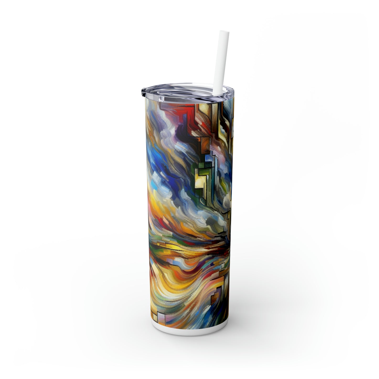 "Storm of Emotions" - The Alien Maars® Skinny Tumbler with Straw 20oz Expressionism