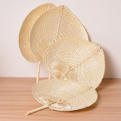 Hand Woven Bamboo Fan With Peach Shape For Enjoying Cool