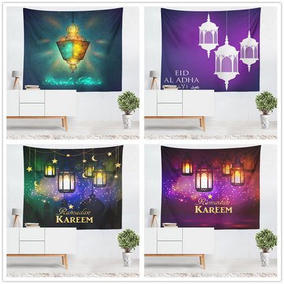 Colorful Lantern Living Room Bedroom Tapestry Eid Mubarak Wall Carpet Mural