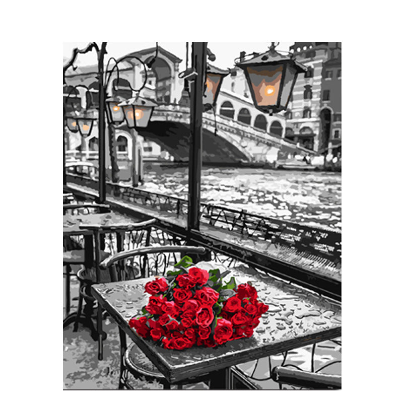 Cross-border Drop Shipping Digital Oil Painting Wholesale Frameless Roses