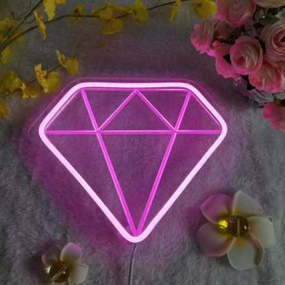 Amazon nouveau produit veilleuse en forme de diamant créatif cadeau d'anniversaire décoration lune néon