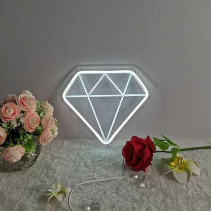 Amazon nouveau produit veilleuse en forme de diamant créatif cadeau d'anniversaire décoration lune néon