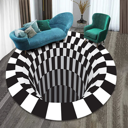 Tapis Vortex 3D, grille noire et blanche, Illusion de trou sans fond, tapis de sol antidérapant pour salon et chambre à coucher, à la mode pour la maison