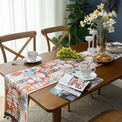 Table Runner Christmas New Year New Year Fish Chenille Tassel Household Tablecloth