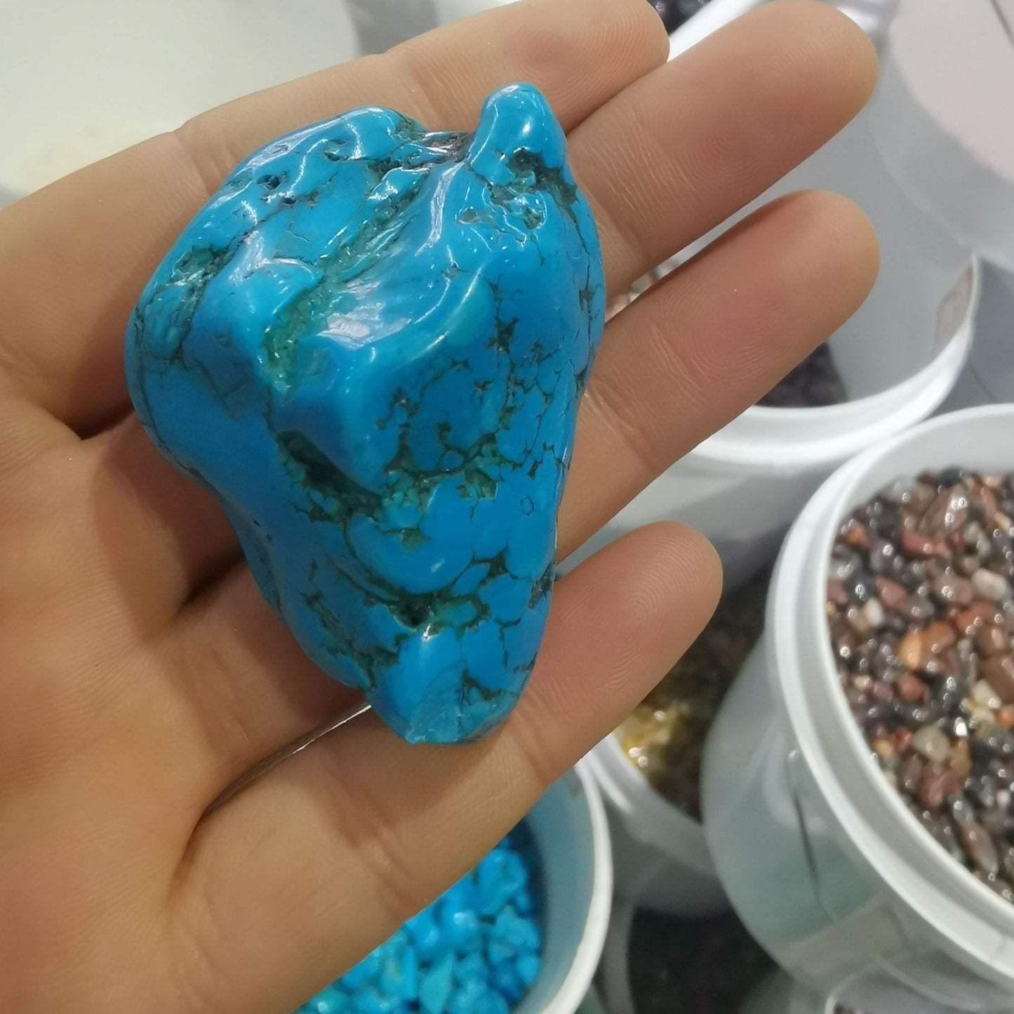 Blue Turquoise Blue Turquoise Optimized Rough Stone Handle Piece Crystal Crushed Stone High Magnetic DIY Jewelry Home Decoration