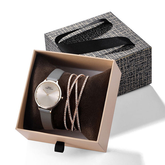 Reloj Exquisito Cajón Caja Pulsera De Cristal Conjunto De Reloj Fuente