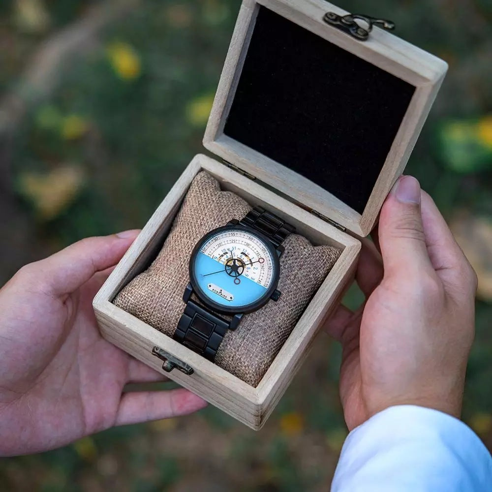 Reloj automático de madera mecánico para hombre, reloj de madera, montado a mano, resistente al agua, regalo de Navidad