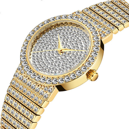 Reloj para Mujer Reloj De Cuarzo Resistente Al Agua con Diamantes Y Estrellas Versión Coreana Dorada