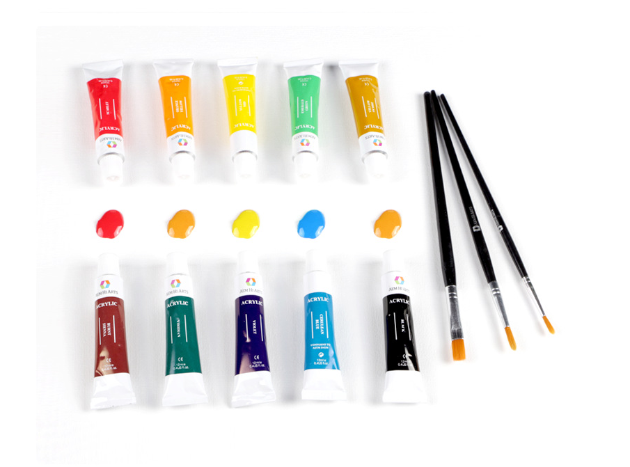 Anhong Pintura acrílica, 24 colores, caja de 12 ml con paleta y pincel, juego de pintura al óleo