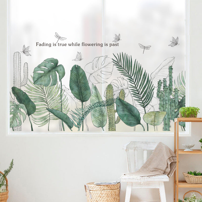 Wall Pasted With Tropical Leaves, Living Room, Bedroom, Skirting Line, Door, Nordic Plant Wall Decoration Painting