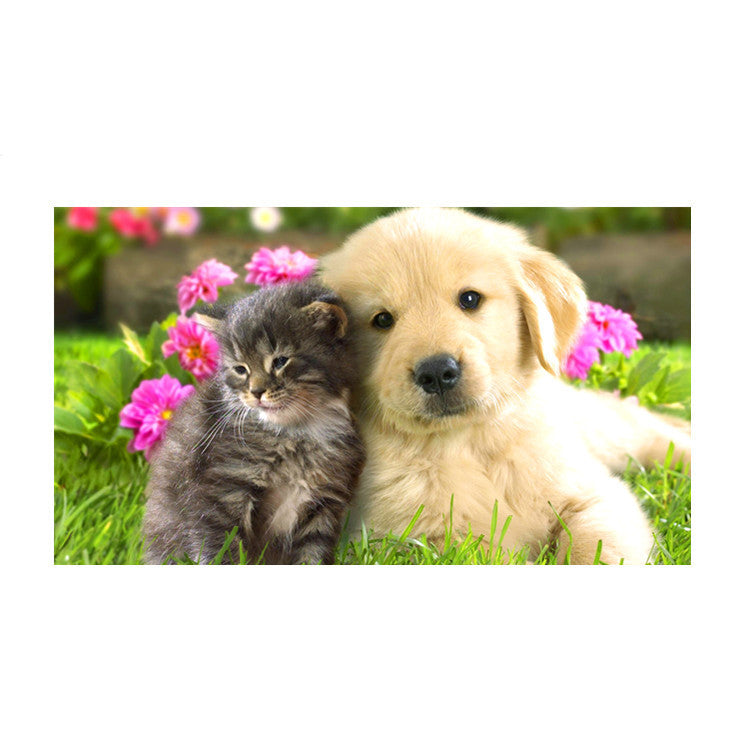 New Cat Puppy Flower DIY Diamond Painting 5D Full Diamond Cross Stitch Sticker Diamond Painting