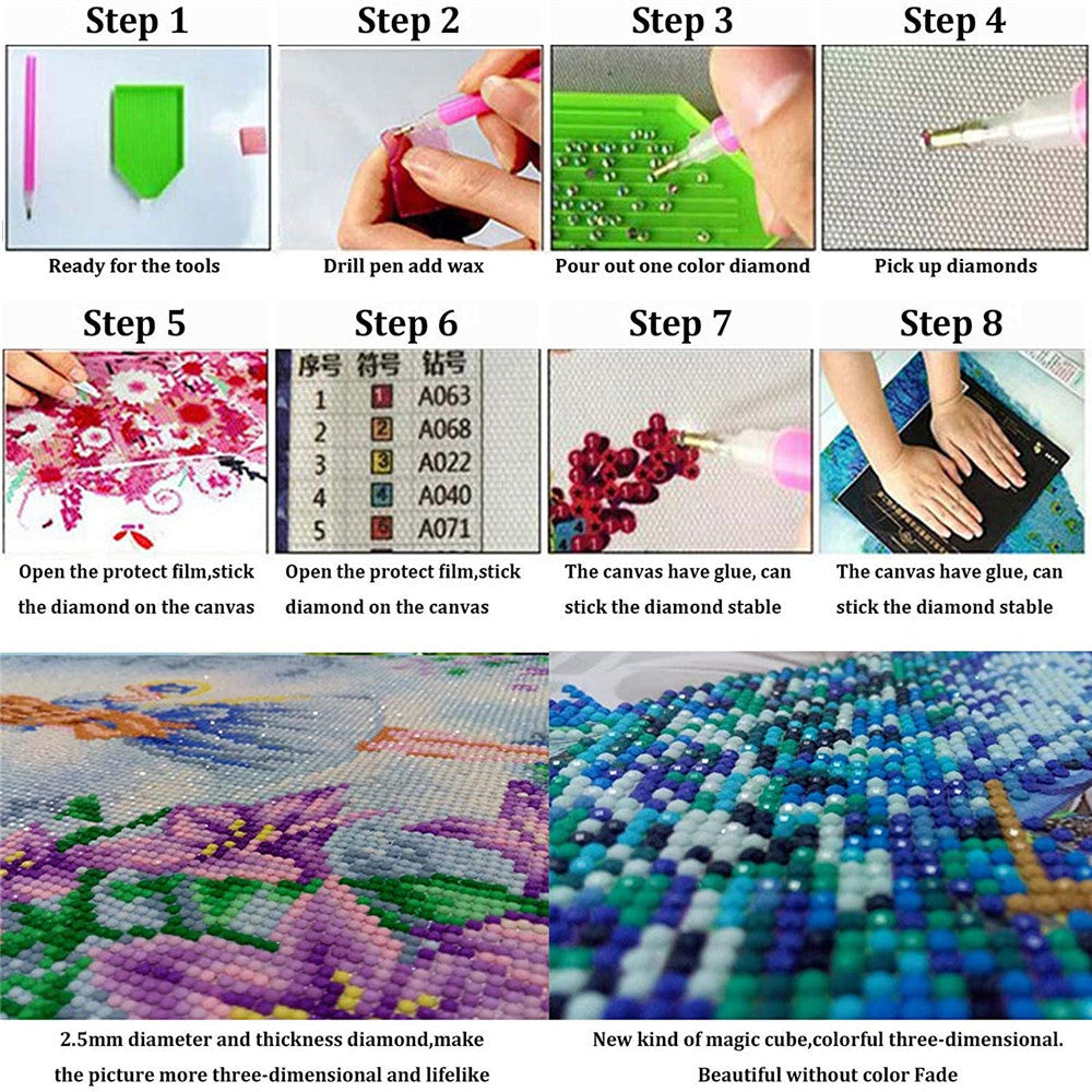 5D Diamond Painting, Diy Cross-Stitch Embroidery Painting Full Diamond Crystal Kit