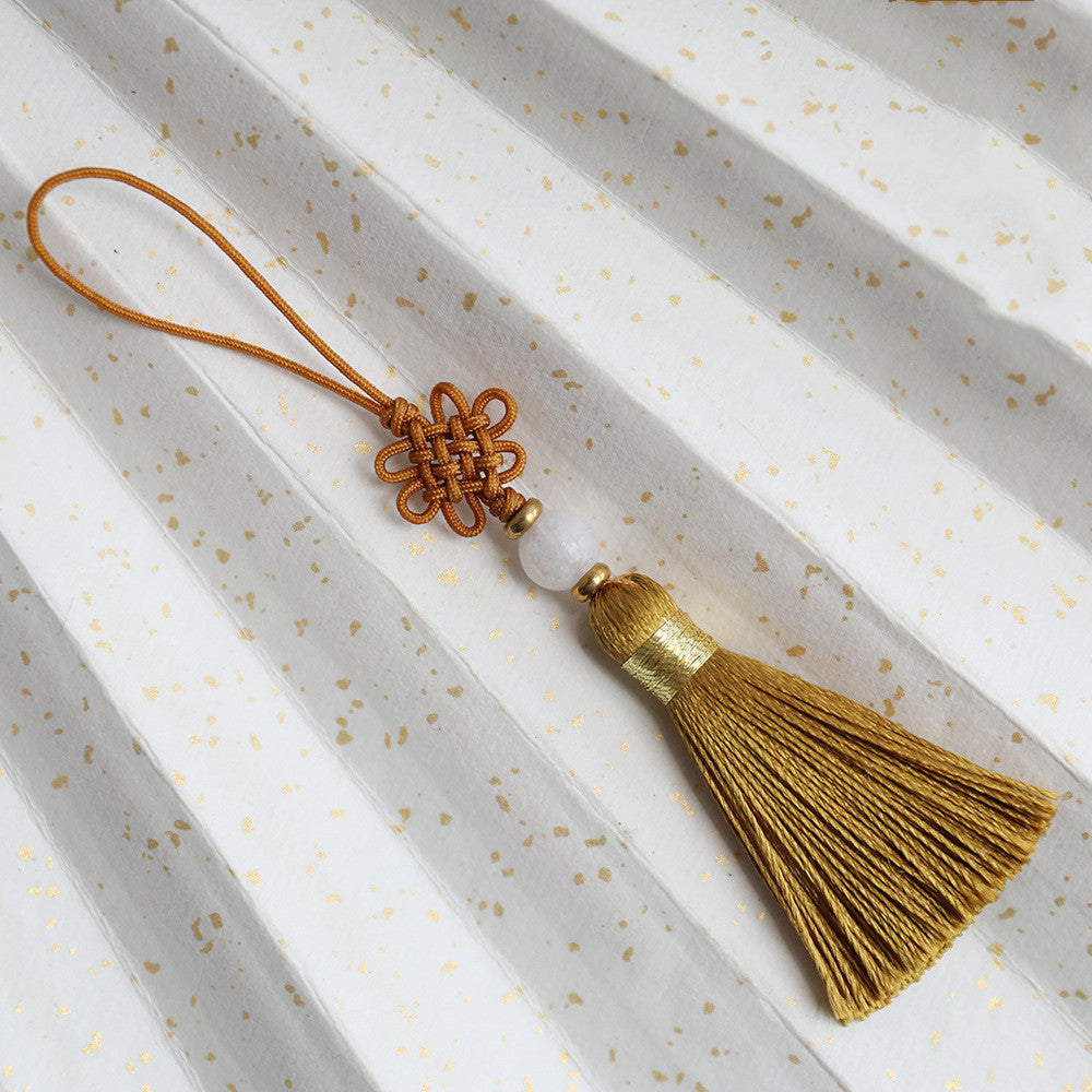 Factory Direct Sale Hand-Woven Bookmark Tassel Chinese Knot Small Tassel Horn Wood Comb Invitation Card Hanging Tassel Tassel