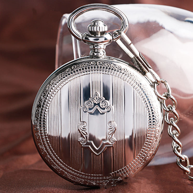 Classic Fashion New Silver Shield Automatic Mechanical Pocket Watch Men'S And Women'S Gift Pocket Watch