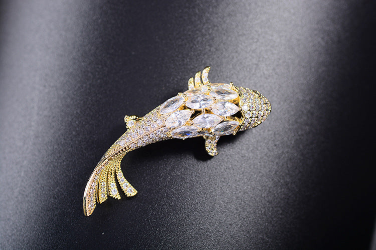 Zircon Koi Brooch Men'S And Women'S Brooch