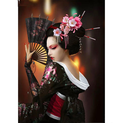 Full Circle Diamond 5D DIY Japanese Geisha Diamond Painting