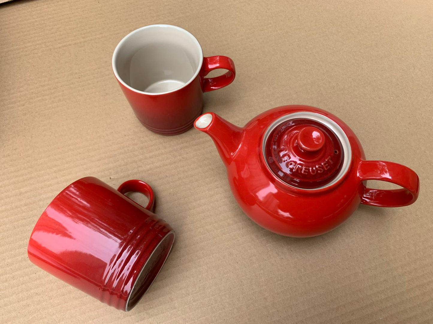 Juego de tazas de té con tetera roja, juego de té con tetera de 700Ml, taza de 350Ml