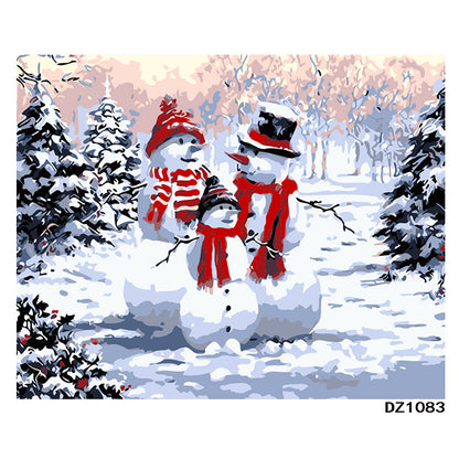 Snowman Hand Drawn Cartoon Decorative Digital Oil Painting