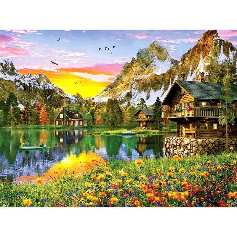 Painting By Numbers Canvas Mountain House