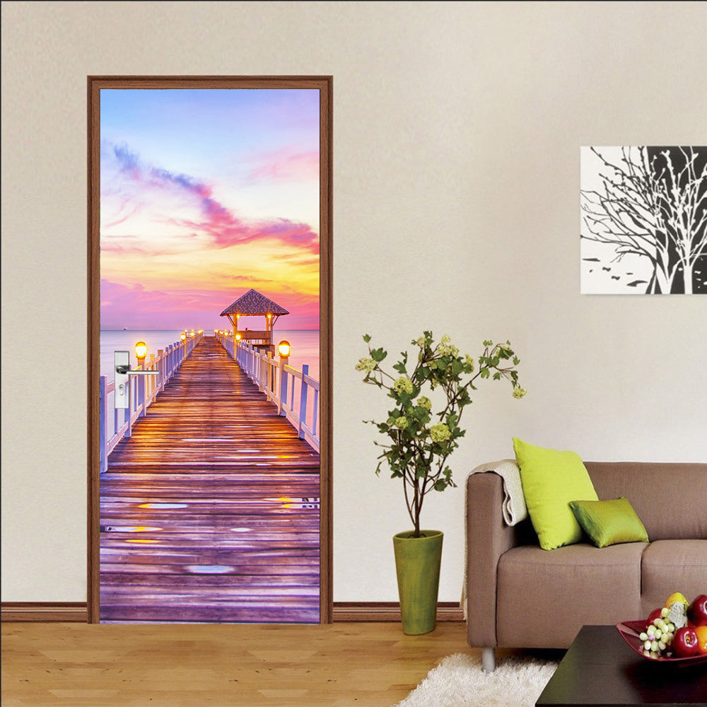 Pegatinas de pared de PVC 3D, papel tapiz autoadhesivo para puerta, estantería artística, póster para el salón, póster para puerta