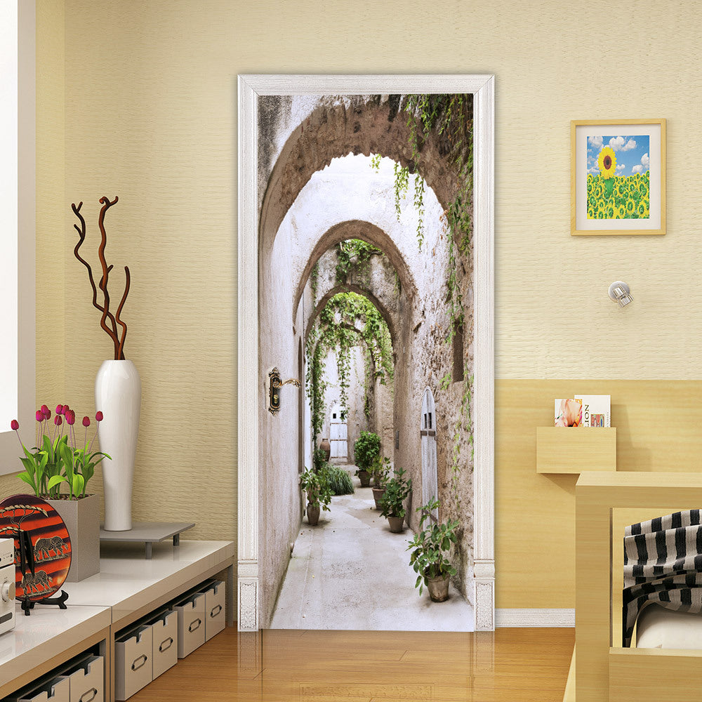 Pegatinas de pared de PVC 3D, papel tapiz autoadhesivo para puerta, estantería artística, póster para el salón, póster para puerta