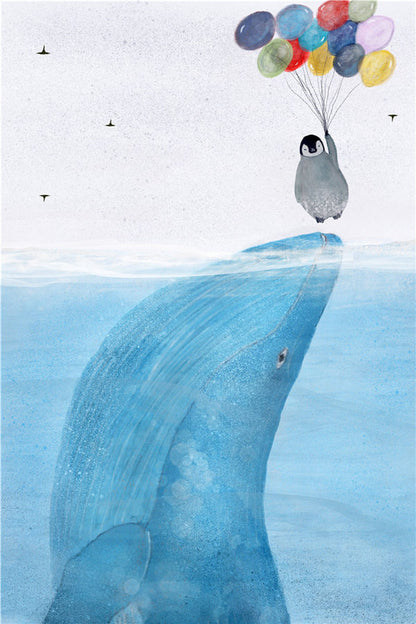 Frameless Blue Whale Digital Painting Wall Art Picture Decoration