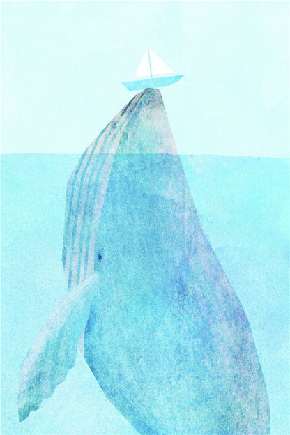 Frameless Blue Whale Digital Painting Wall Art Picture Decoration