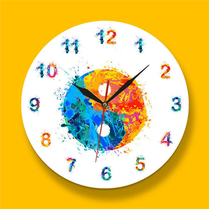 Watercolor Yingyang Symbol Bohemian Art Printed Wall Clock