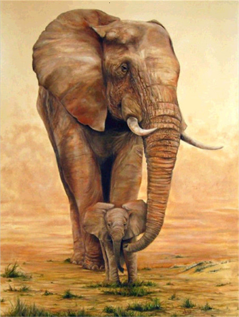 Elephant Theme Diamond Painting 5D Full Embroidered Beaded Animal Pattern