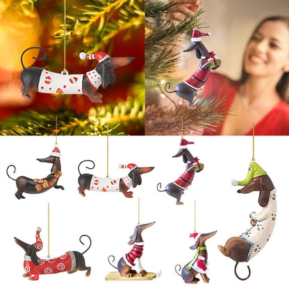 Adorno para árbol de Navidad con forma de perro de acrílico