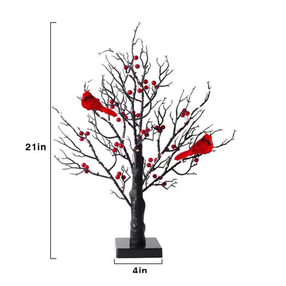 Árbol de pájaros de espino chino con luz LED para dormitorio de Navidad, decoración de escritorio