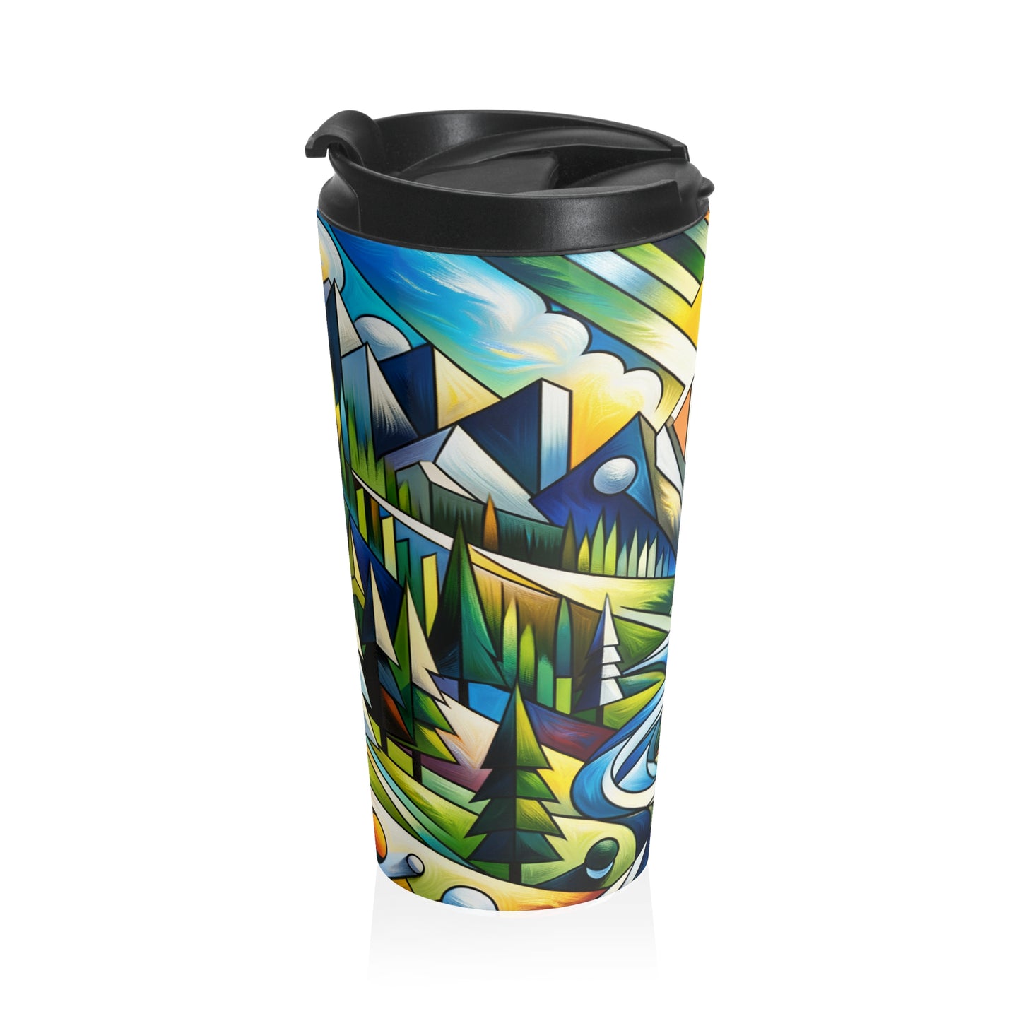 "Cubic Naturalism" - The Alien Stainless Steel Travel Mug Cubism Style