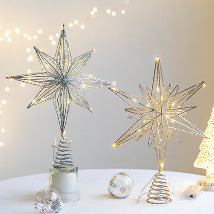 Christmas Tree Decoration Top Star Iron Luminous Tree