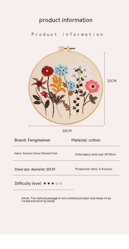 Diy Handmade Embroidery Kit Material Package European-style Quiet Flowers And Plants