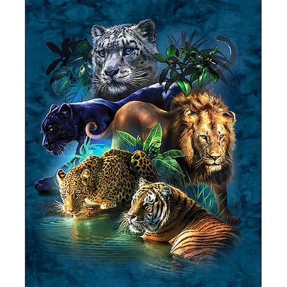 5D Diamond Painting Full Diamond Five Beasts King Of Jungle Hanging Painting