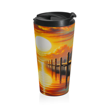 "Golden Reflections" - The Alien Stainless Steel Travel Mug Impressionism Style