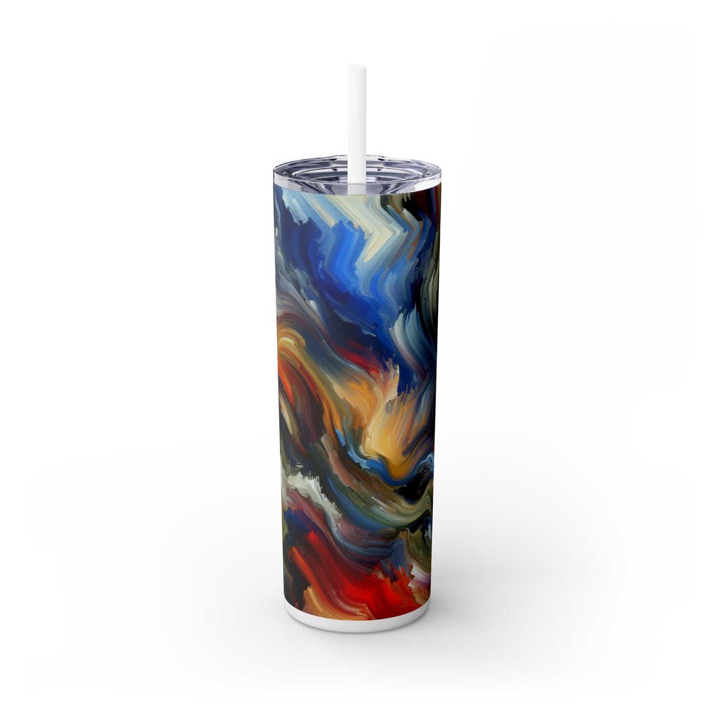 "Cacophony of Conflict" - The Alien Maars® Skinny Tumbler with Straw 20oz Expressionism