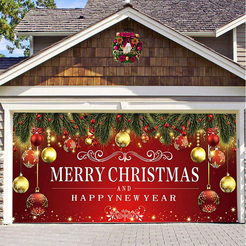 Christmas Background Fabric Garage Door Tapestries Cloth Decoration