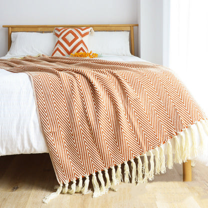 Classic Retro Herringbone Weave Sofa Blanket