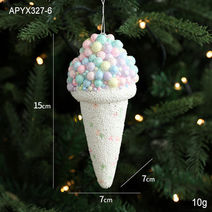 Pendentif créatif en forme de glace pour décoration d'arbre de Noël, petites pièces suspendues