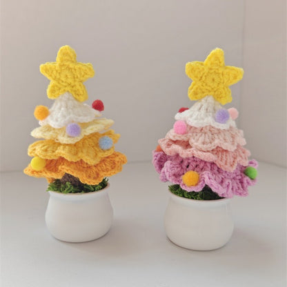 Handmade Crocheted Christmas Tree Wool Pot Shopping Mall Night Market Desktop Decoration