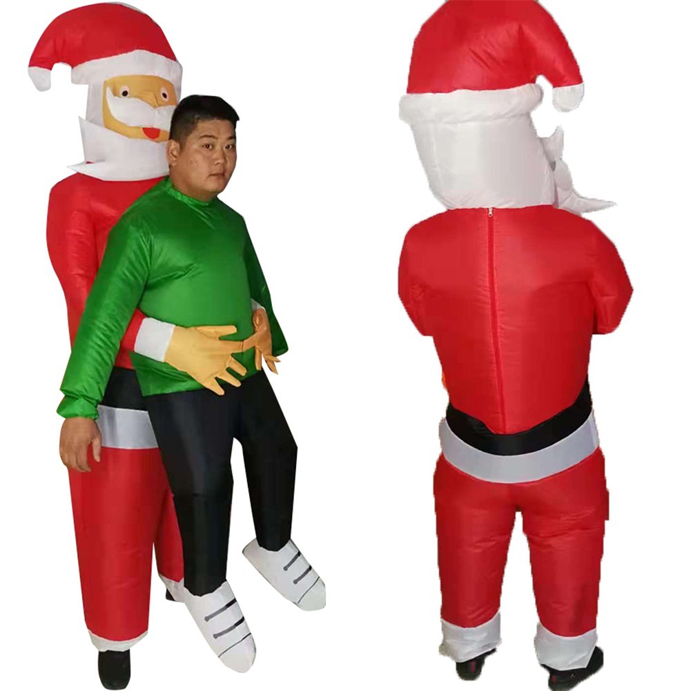 Disfraz inflable de Papá Noel con gente en brazos, disfraz de cosplay de anime navideño para fiesta navideña de adultos, prenda inflada