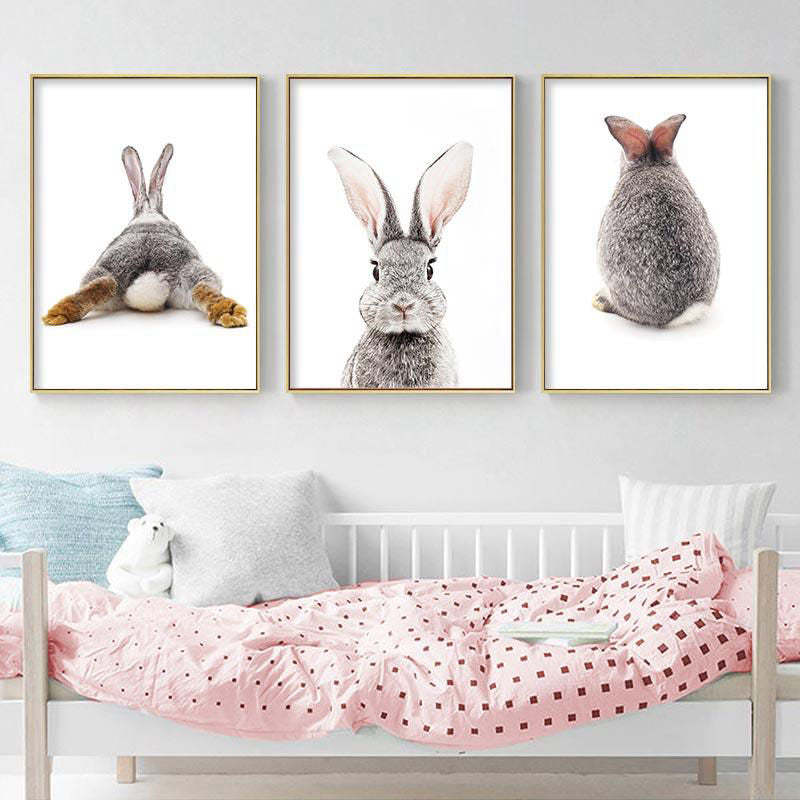 Home Fashion Simple Rabbit Print Canvas Painting