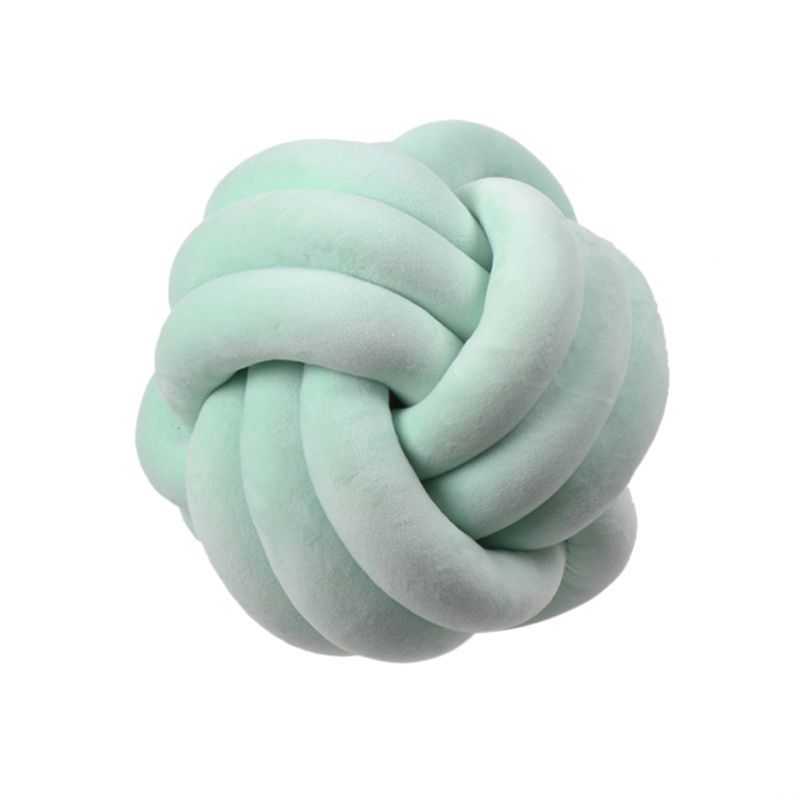 Coussin décoratif rond à motif boule en peluche nouée