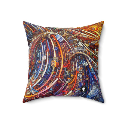 'Cyber Journeys' - The Alien Spun Polyester Square Pillow Digital Art