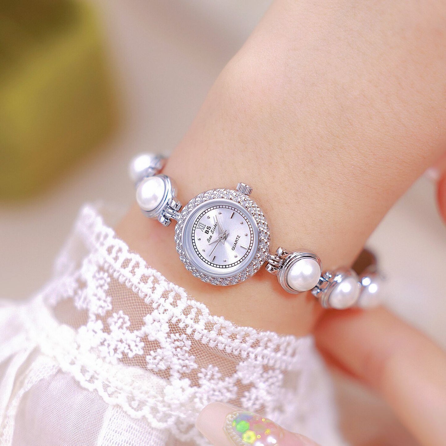 Reloj de pulsera de perlas Temperamento Reloj de mujer