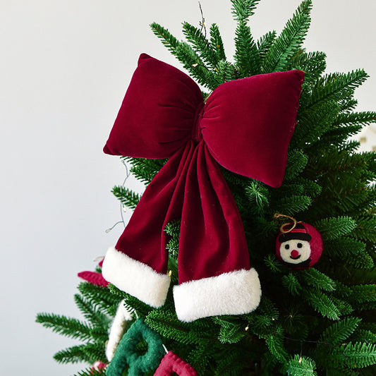 Décorations tridimensionnelles en forme de gros nœud papillon en peluche pour Noël