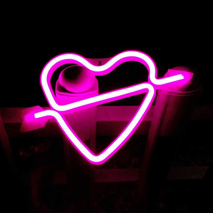 One Arrow Through The Heart Shape Latex Neon Lights