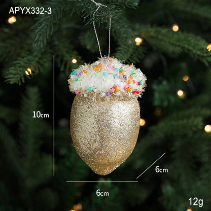 Pendentif créatif en forme de glace pour décoration d'arbre de Noël, petites pièces suspendues